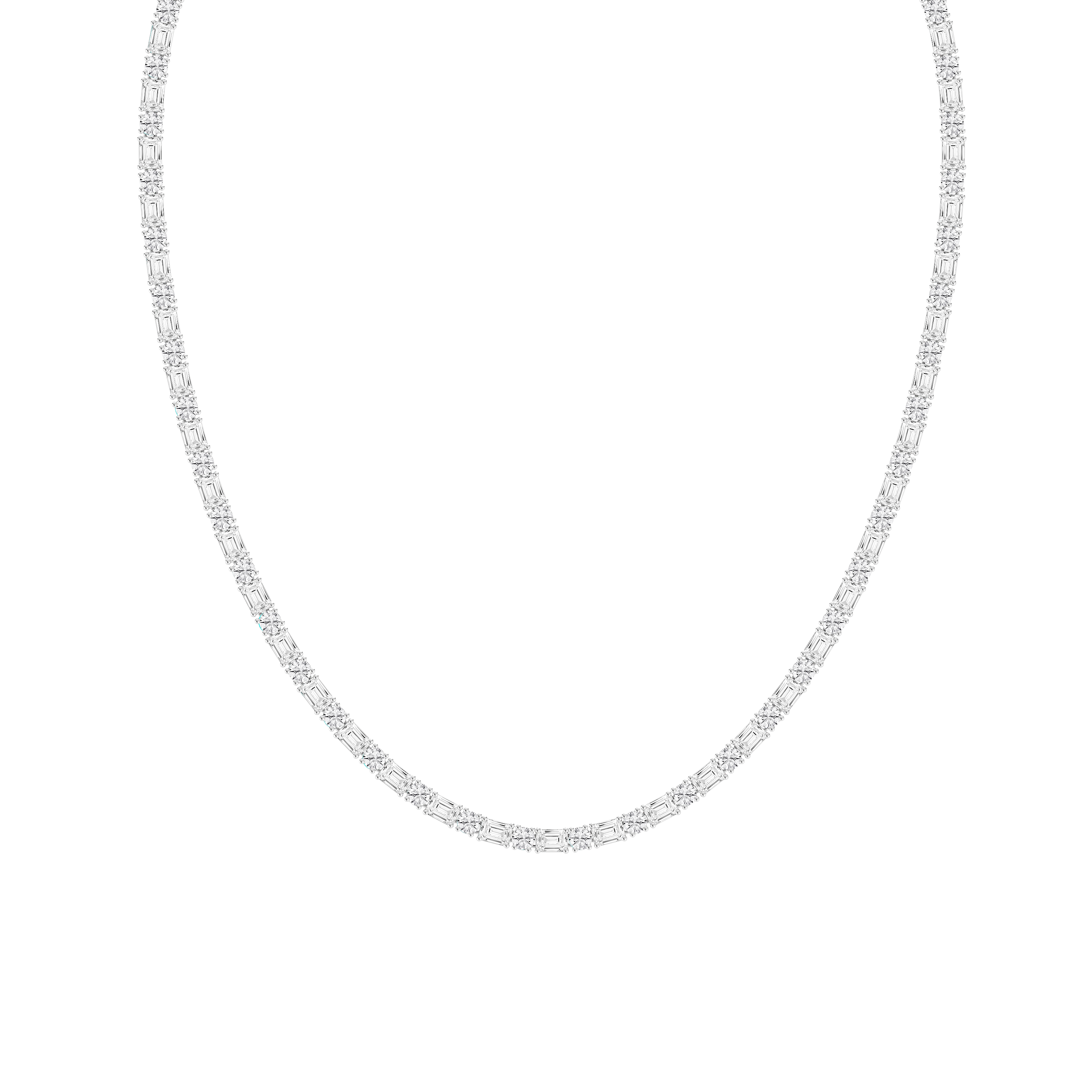 Classic Round and Emerald-Cut Tennis Necklace