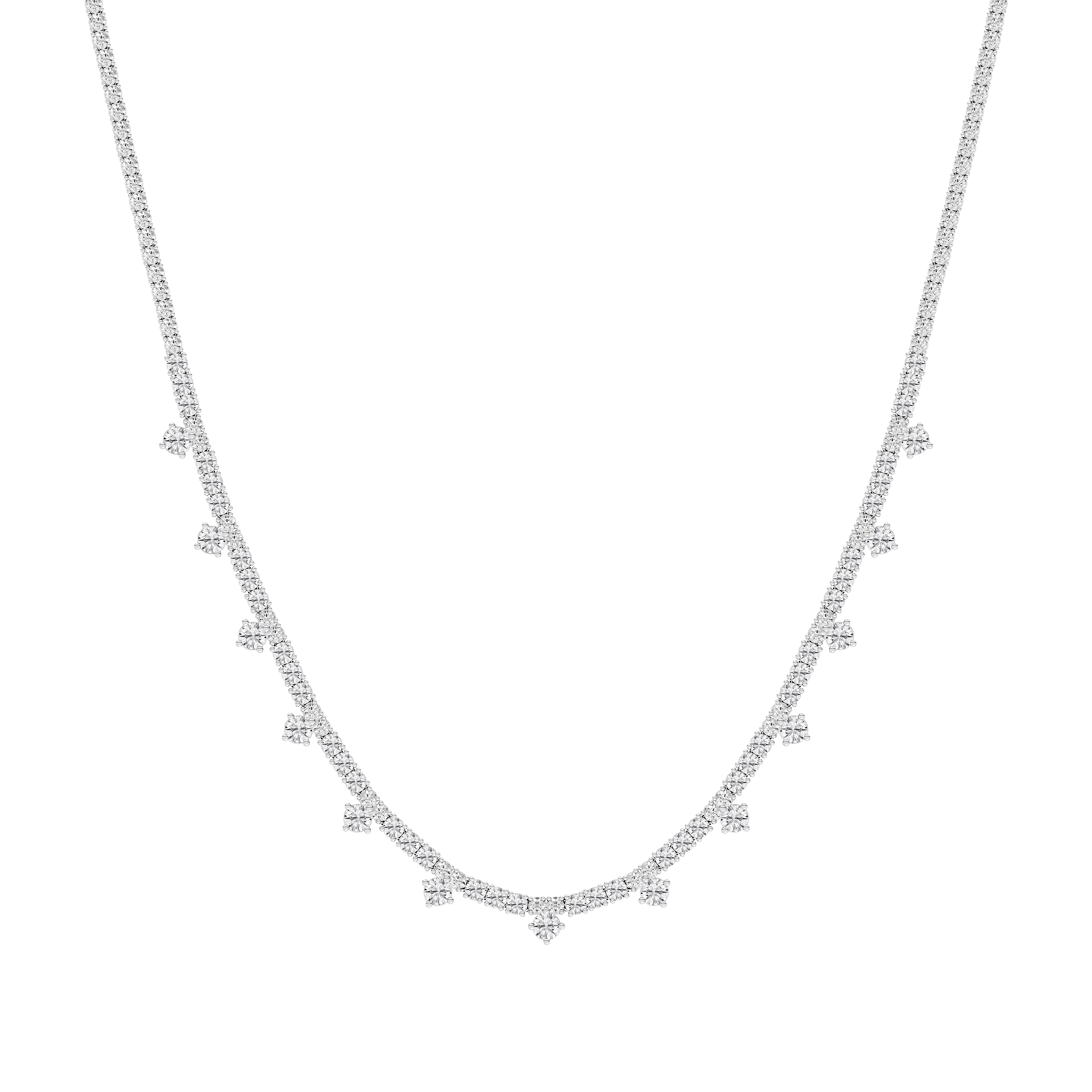 Diamond Tennis Necklace with Dangles