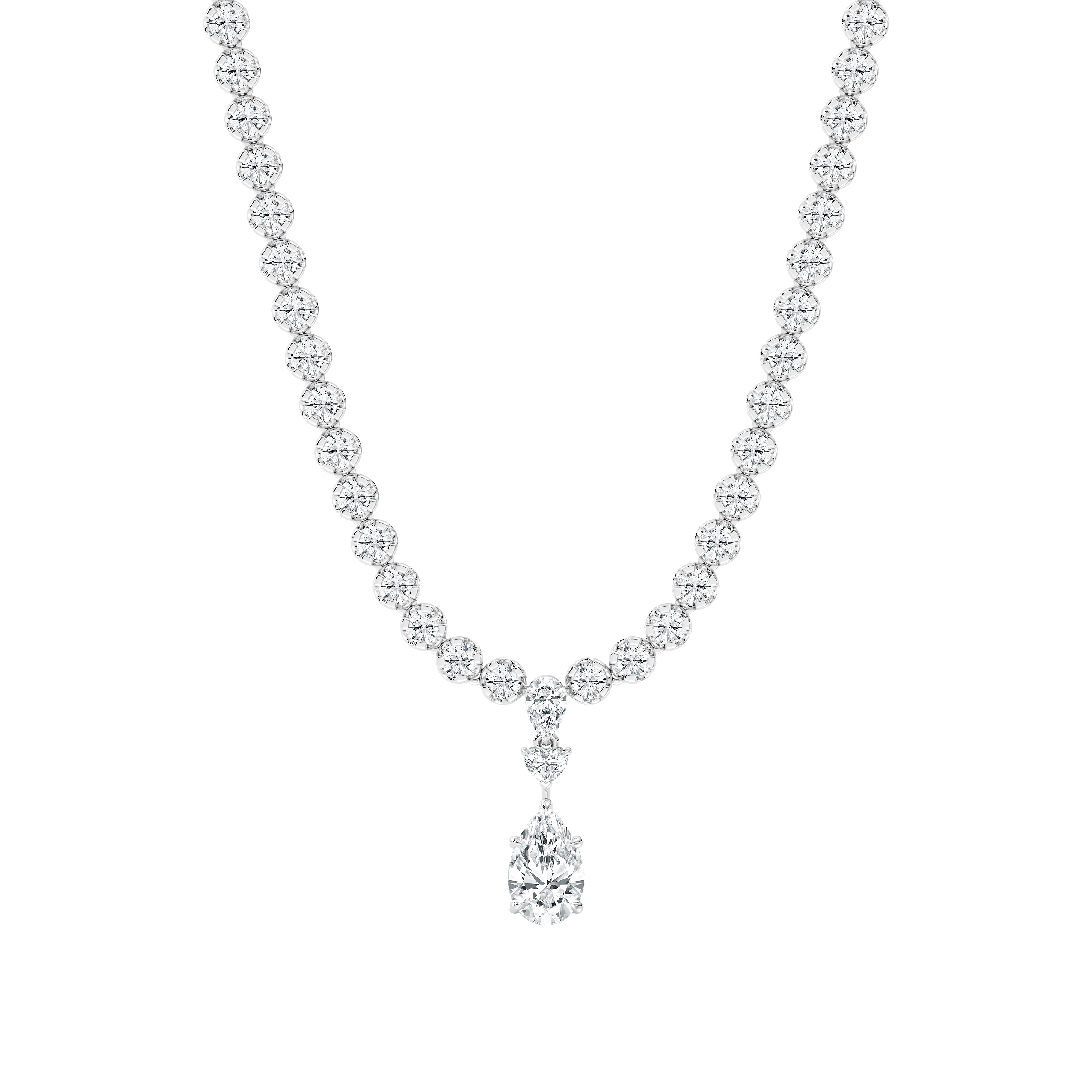 Multi-Shaped Diamond Necklace with Pear Center
