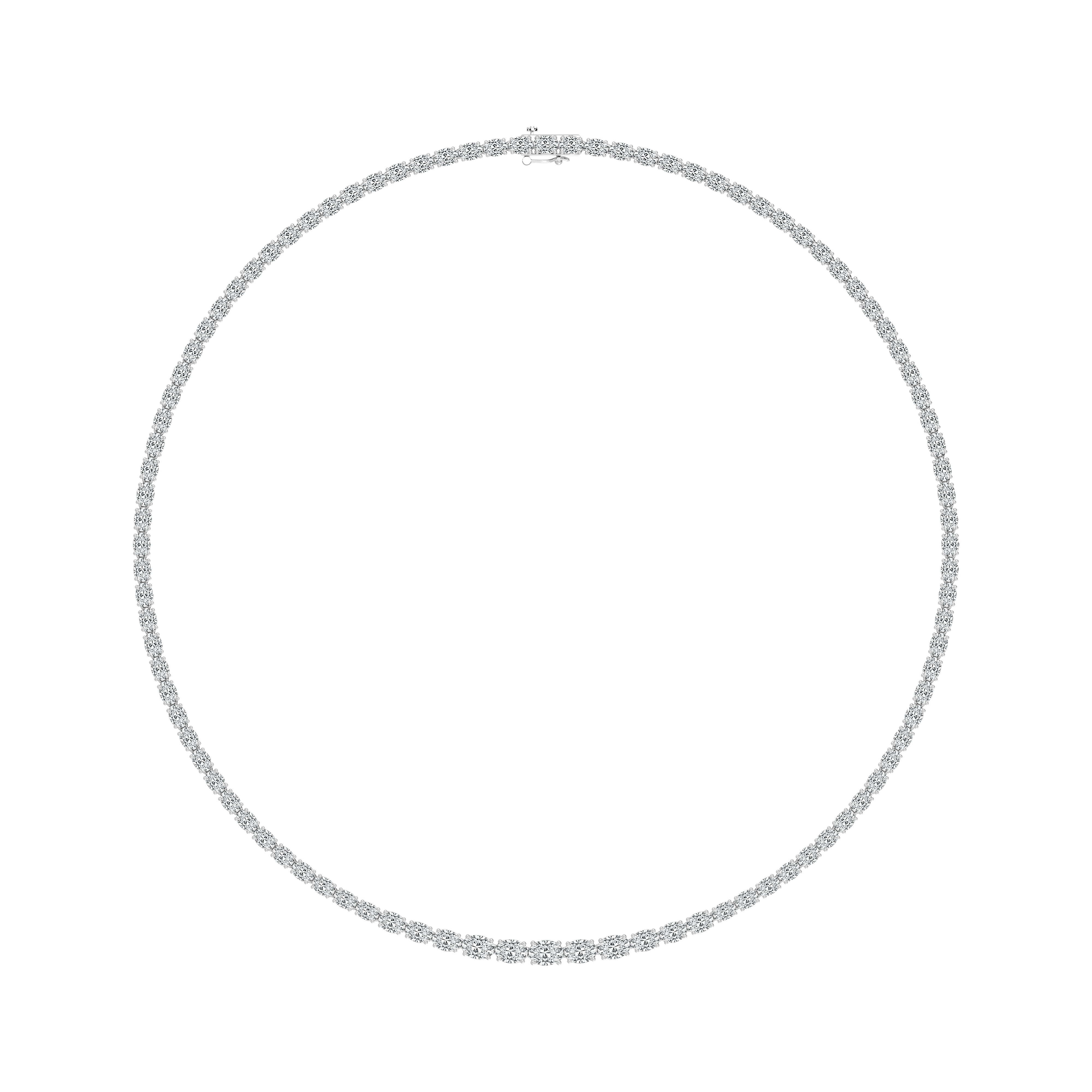 Oval East-West Diamond Tennis Necklace